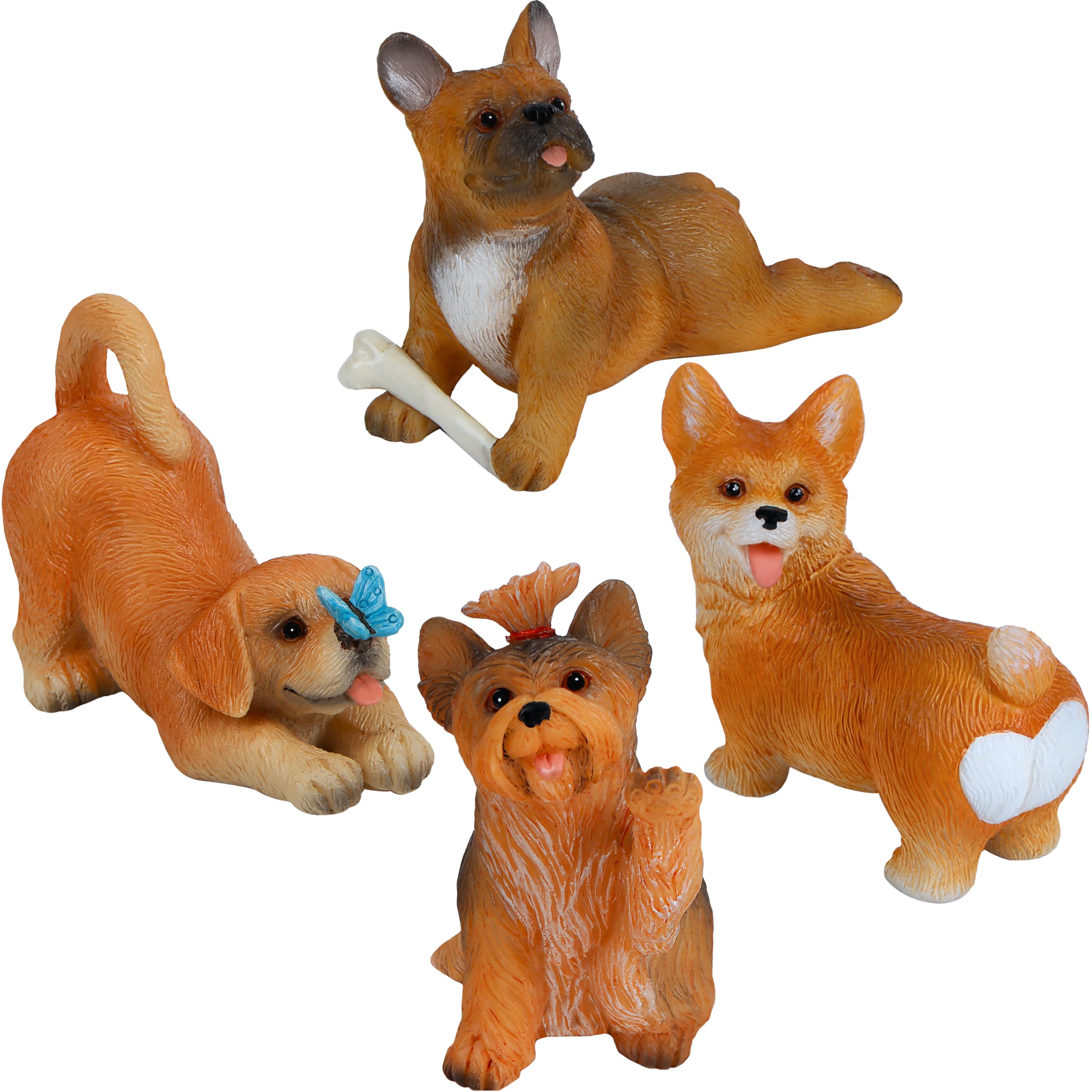 Mood Lab Set 4 Statuette Cane In Miniatura | Labrador, Yorkshire, Bulldog, Corgi | Per Giardino Fatato - 2
