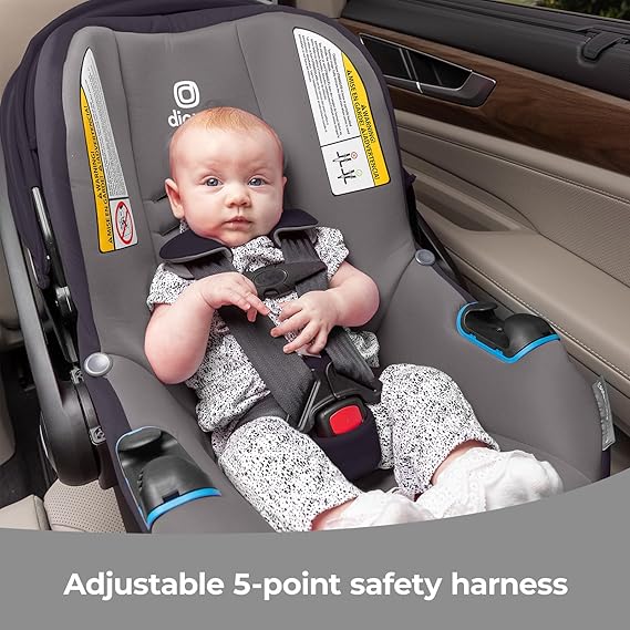 Diono LiteClik30 RXT SafePlus Infant Car Seat and Base, Rear-Facing for Infants 4-30lbs, SafePlus Engineering, with Infant Insert, UPF 50+ Sunshade (Gray Glacier Frost)