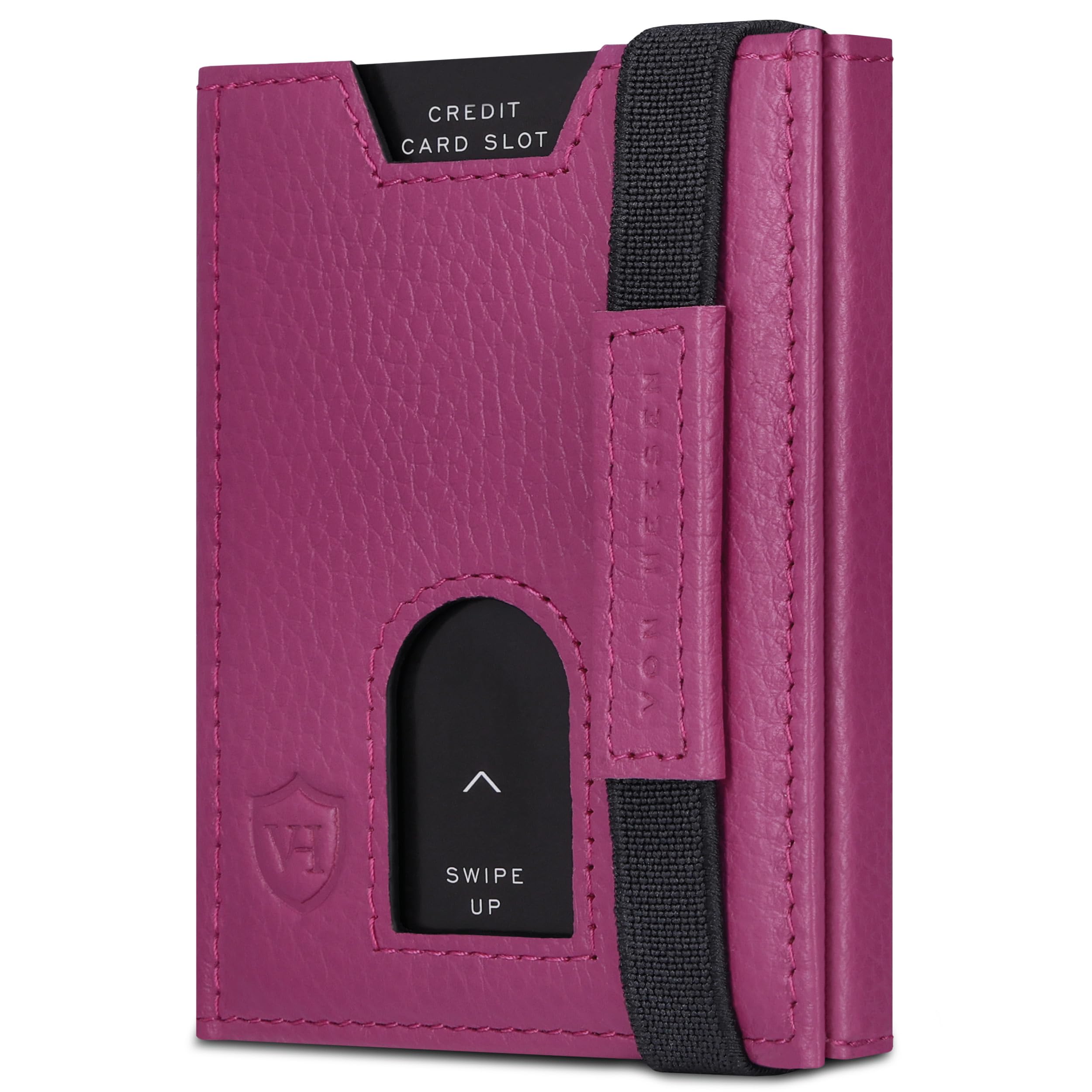 VON HEESEN Leder Slim Wallet - Geldbeutel mit RFID Schutz - Mini Geldbörse für Herren und Damen - Kartenetui Echtleder Karten Portemonnaie klein - Kreditkartenetui Pink