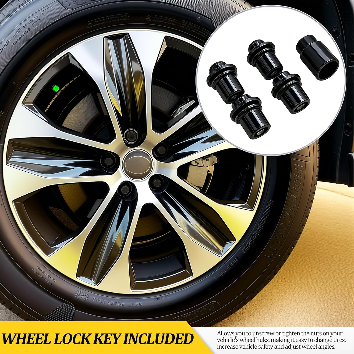 Wheel Lock Lug Nut Anti Theft Set for Toyota Lexus, Compatible with Camry Tacoma Corolla RAV4 Highlander Tundra Sienna, M12 x 1.5 Thread Size, Replace 00276-00900, Black