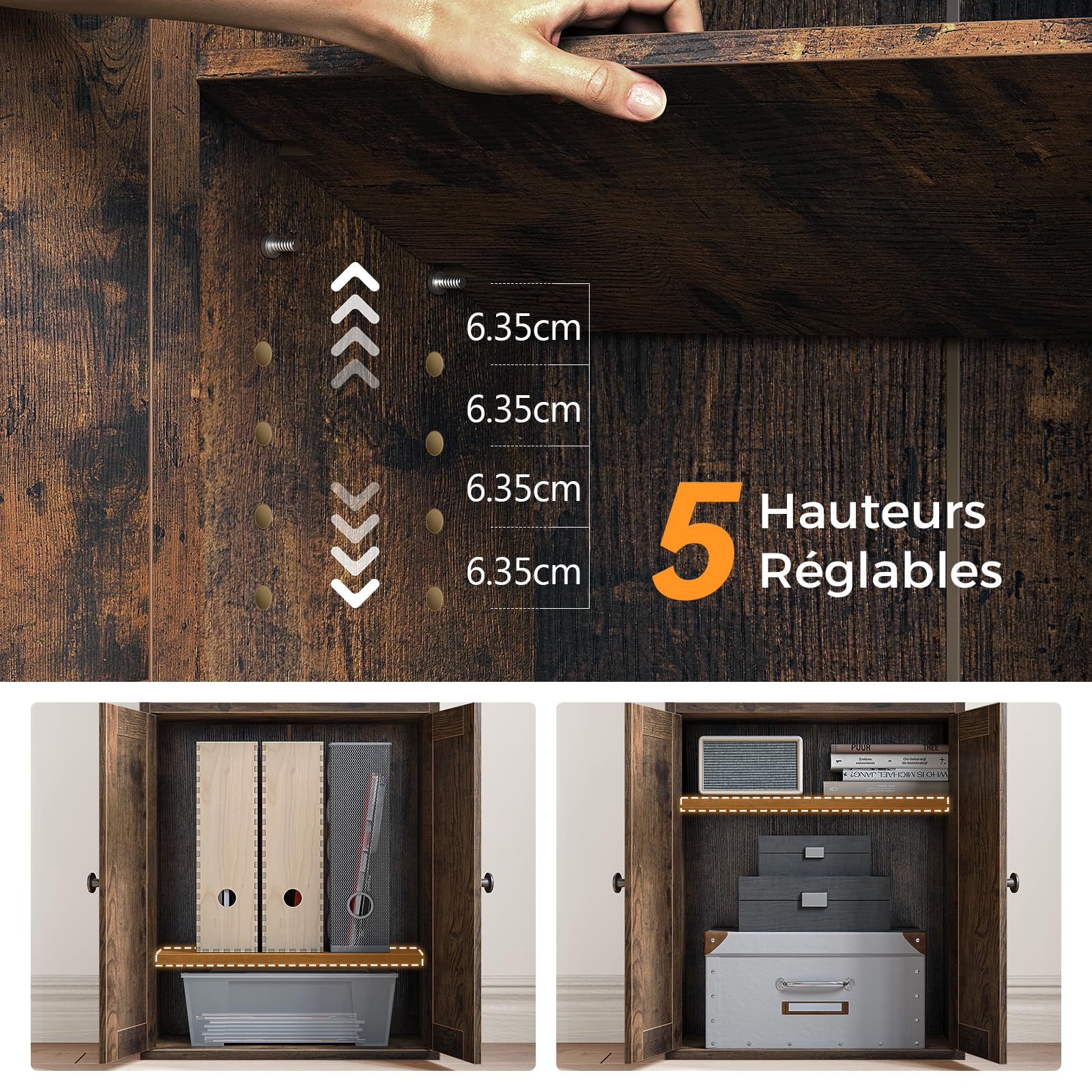 Bibliothèque De Rangement Coleshome 5 étagères Avec 3 Tiroirs Tissu - 60x24x155 Cm, Noir, Pour Salon Ou Bureau