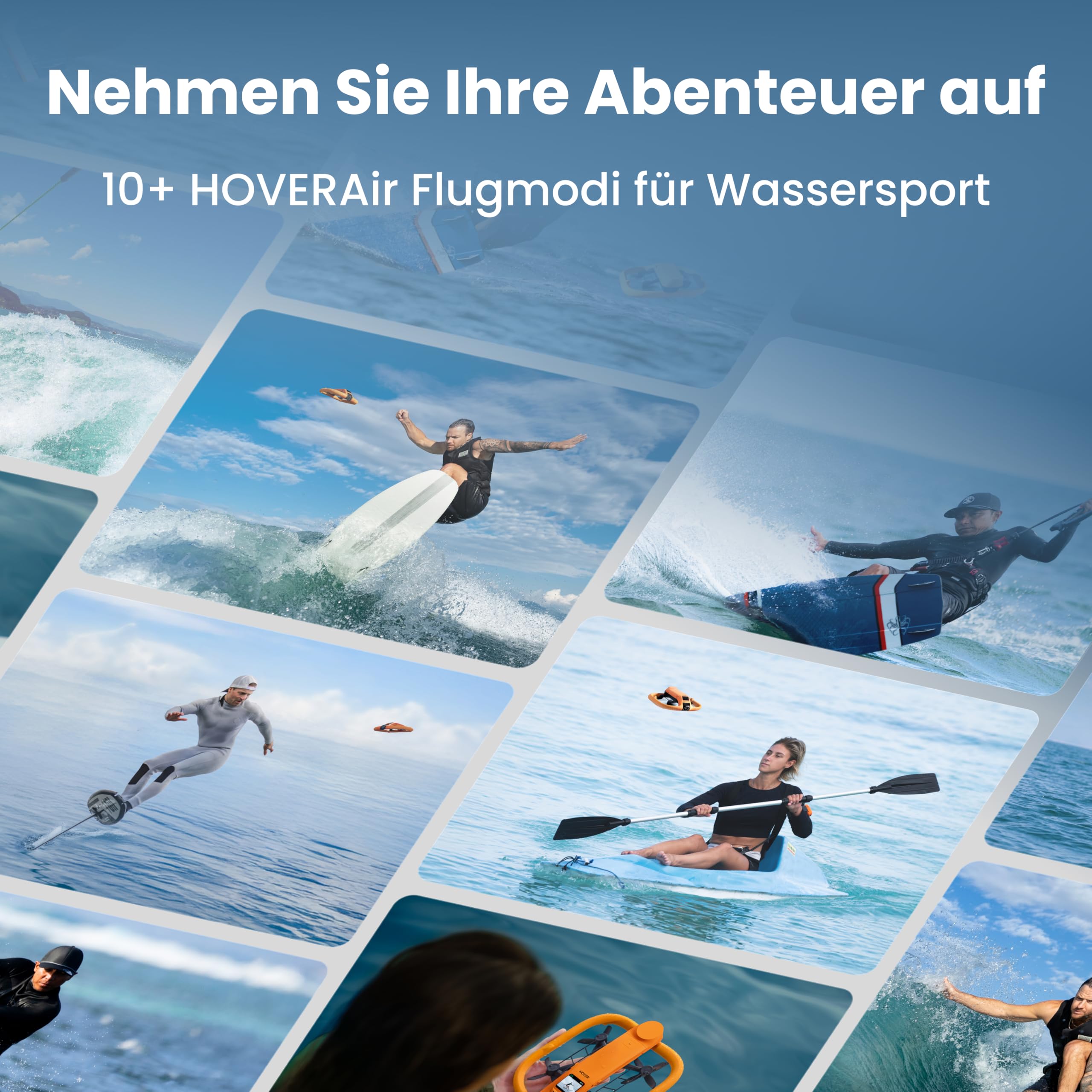 HOVERAir AQUA Flugkamera, IP67 wasserdichte Follow-Me-Drohne mit Kamera für Wassersport, 34mph, 10+ Flugmodi, 4K 100fps Zeitlupe, HDR-Video, SmoothCapture 3.0 (Extra-Flugzeit-Paket)