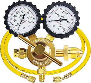 Amazon.com: JZWELD Nitrogen Regulator, Nitrogen Gauge HVAC with 60 ...