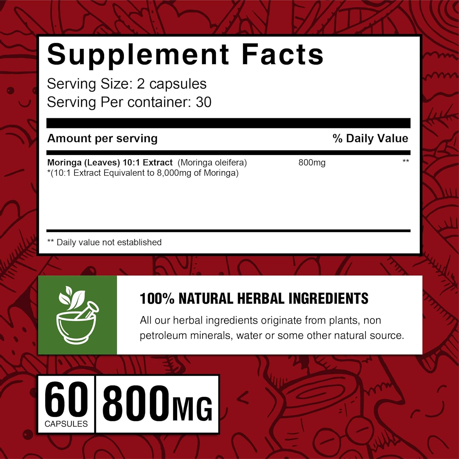 Nuvo-Med Moringa 8,000mg Extract with Vitamins & Antioxidants - Immunity and Anti-inflammatory Support, Transparent : Health & Household