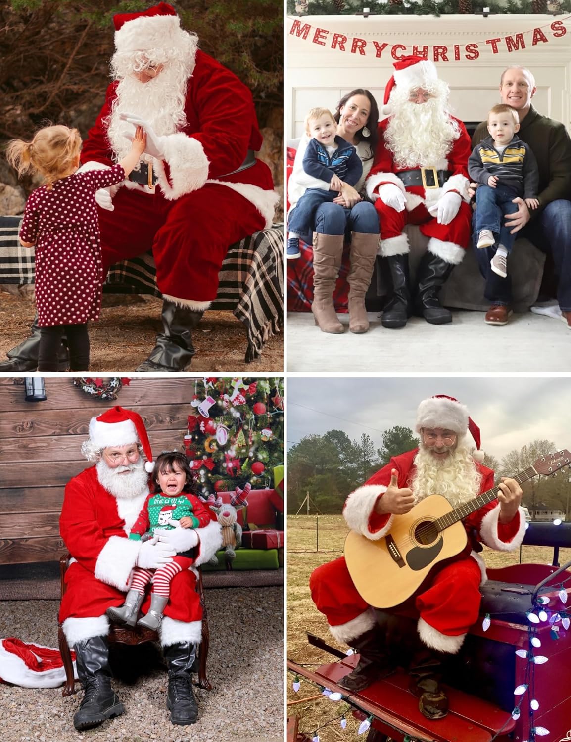 ADOMI Santa Claus Costume for Men Adults Santa Suit 11pcs Mens Red Deluxe Christmas Clause Outfit Cosplay Vacation Suits Set