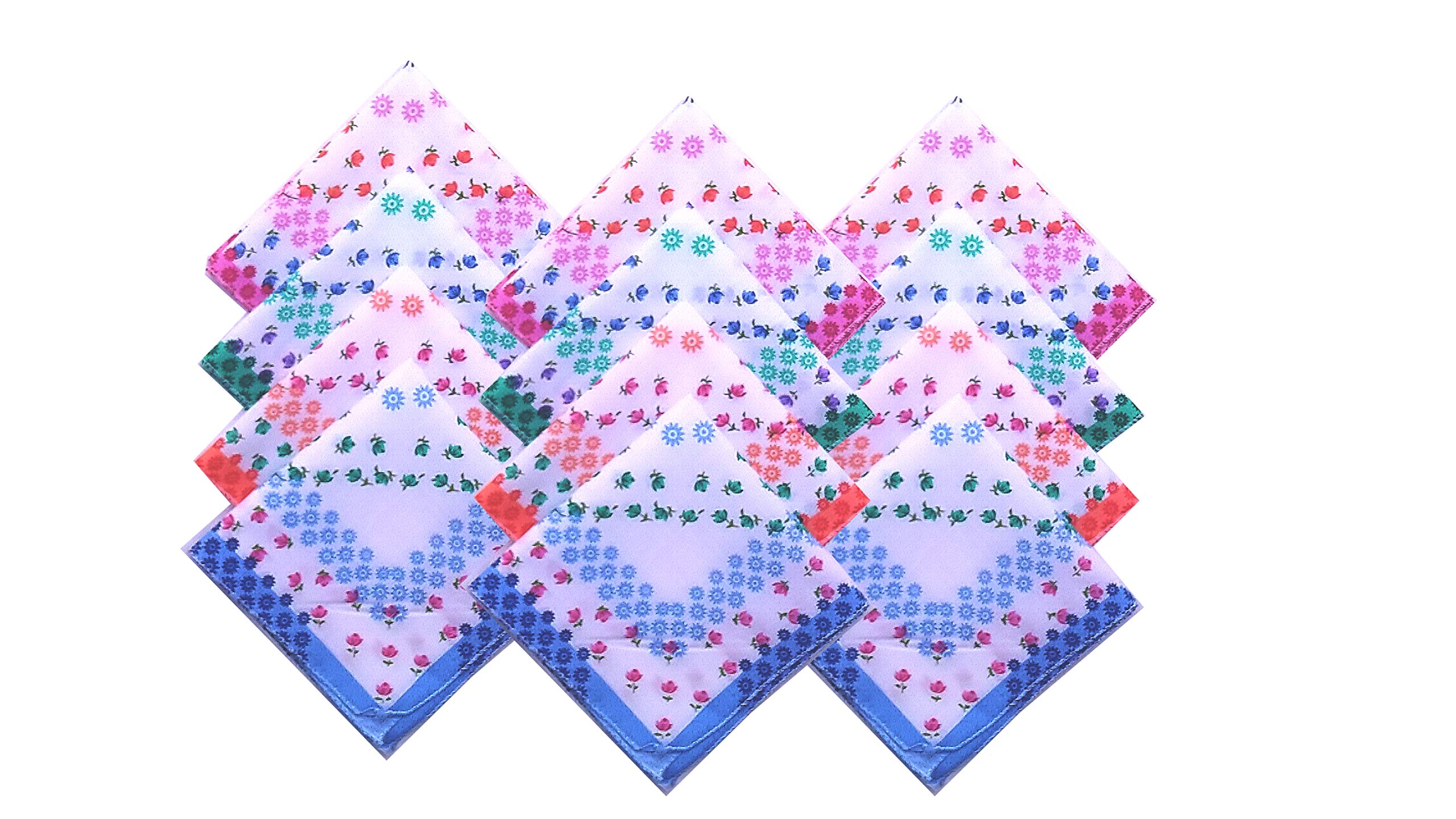 Women's Cotton Check Pattern Handkerchief (25 x 25 cm) -12 Pieces-image-23