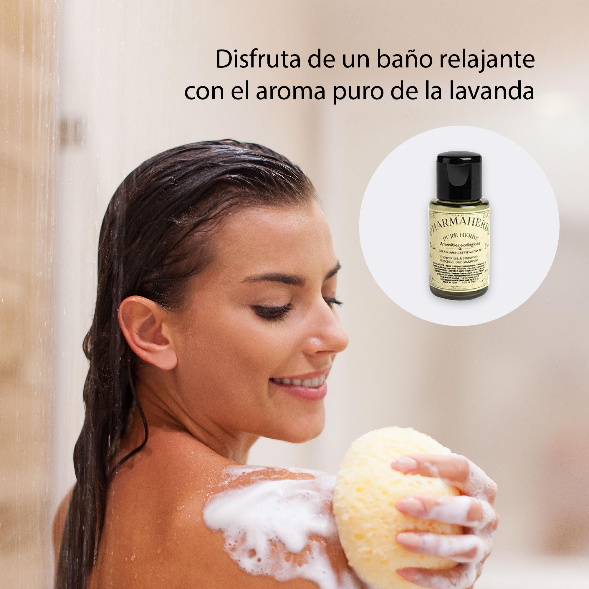 Pack de 130 Botellas de Gel y Champú Verbena y Lavanda Fresca 20ml - 2 en 1, Fórmula Suave y Refrescante, Ideal para Hoteles, Spas y Viajes
