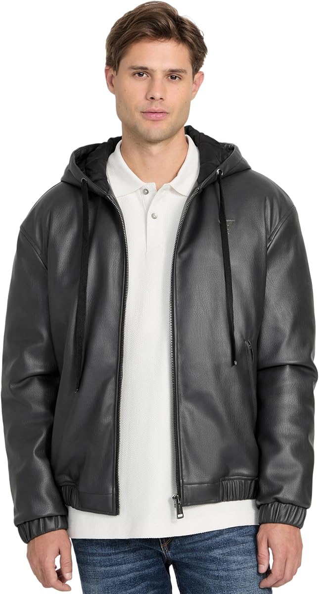 GUESS Men's Yeray Pu Hoodie Jacket