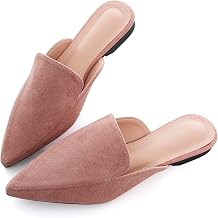WENJIAZHIZHI Suede Mules Slippers for Womens Shoes Pointed Toe Backless Flats Slides Sandals Slip-On Loafers