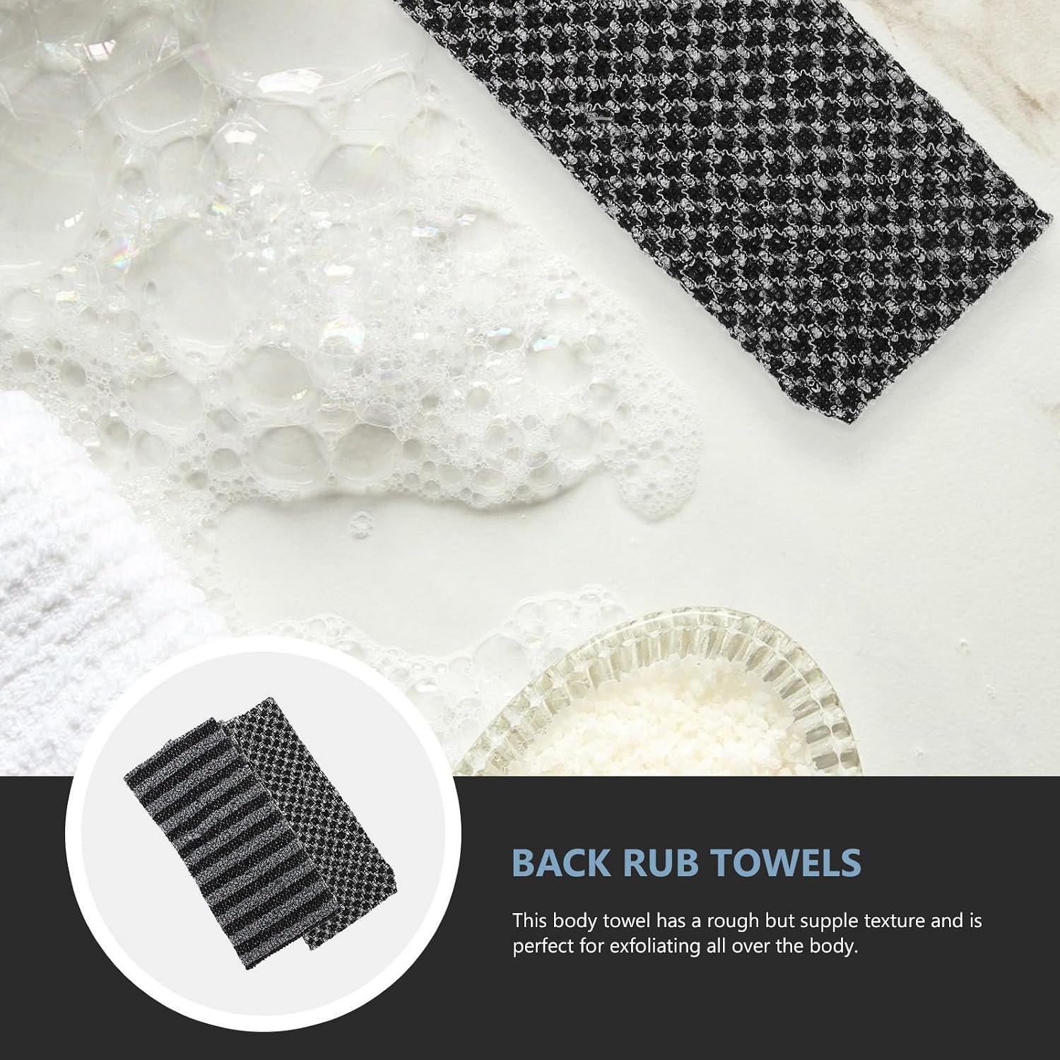 2pcs Exfoliating Back Scrubbers for Men with Unique Rough but Supple Texture, Deep Cleaning Polyester Shower Towels for Neck and Skin, Removes Oil and Grease, for Spa Massage