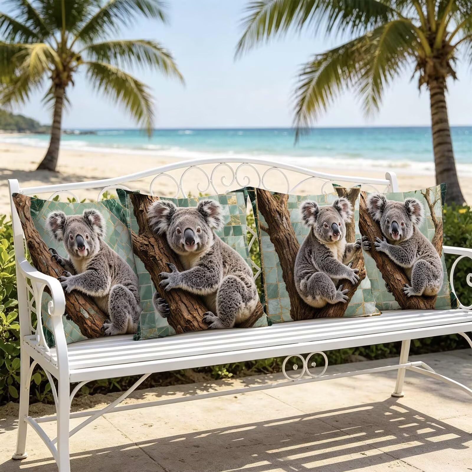 Animal Outdoor Kissenbezug 60x60cm Wasserdicht Kopfkissenbezug THDZ-0342 | Sofa Bett Dekokissen Bezug Koala Doppelseitiger Druck Unsichtbarer Reißverschluss for Home Decoration Geschenke für Frauen