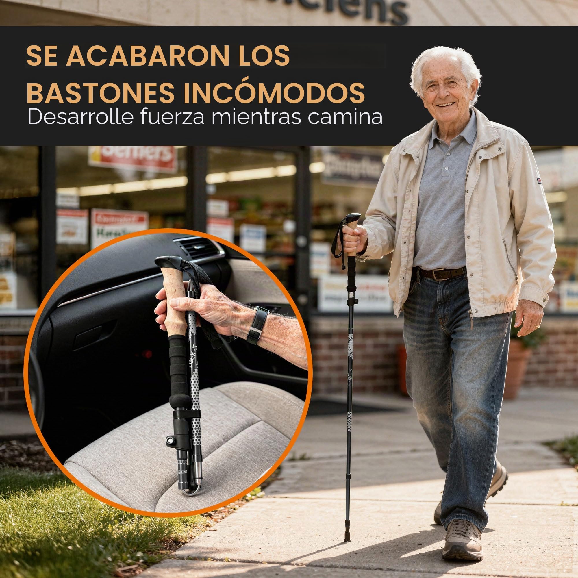 Trekology Trek-Z Bastones Plegables para Senderismo y Trekking, Soporte de Equilibrio para Personas Mayores, Mujeres y Hombres, 2 Unidades por Juego
