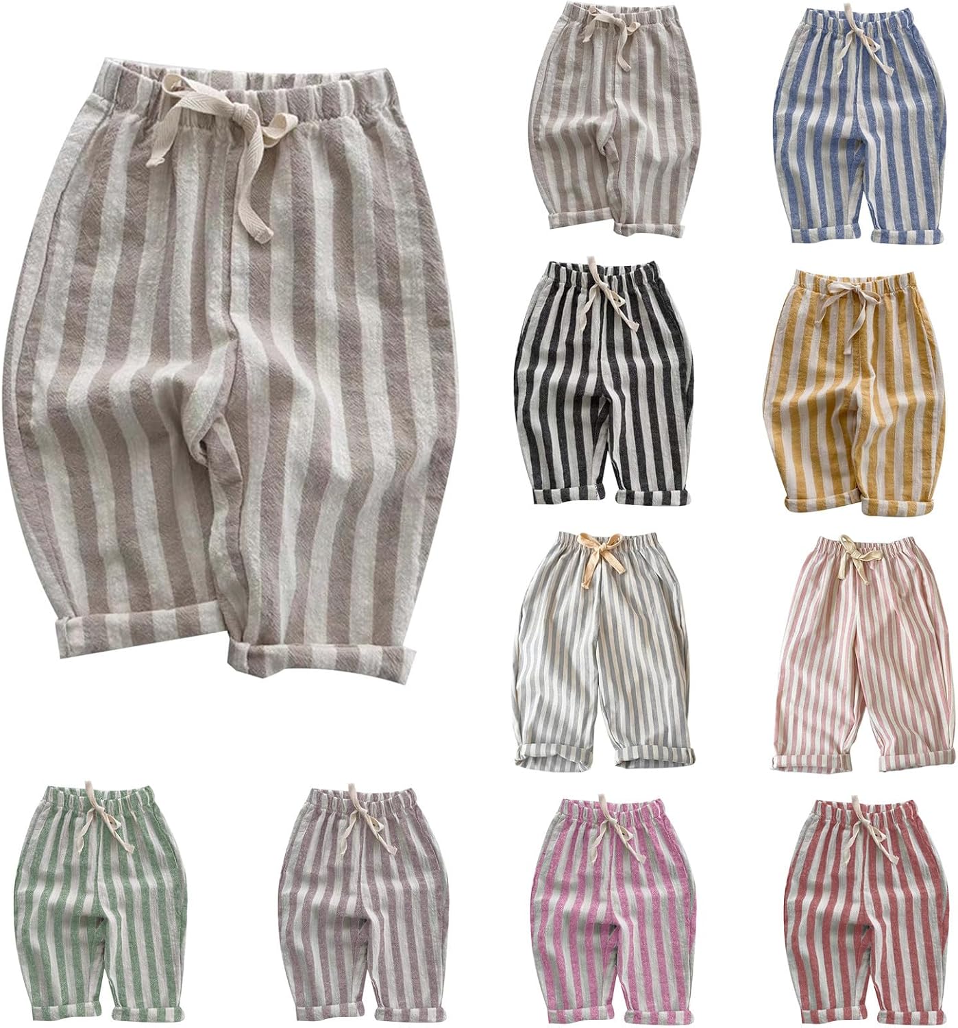 Muslin Trousers Baby Lightweight Cotton Linen Trousers Boys Girls Children's Clothing Casual Long Summer Trousers Kids Climate Trousers A024-blue 6-12 Monate