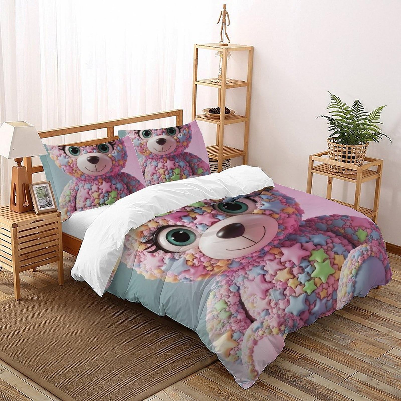 Housse de couette ours avec fermeture éclair lit double 3D
