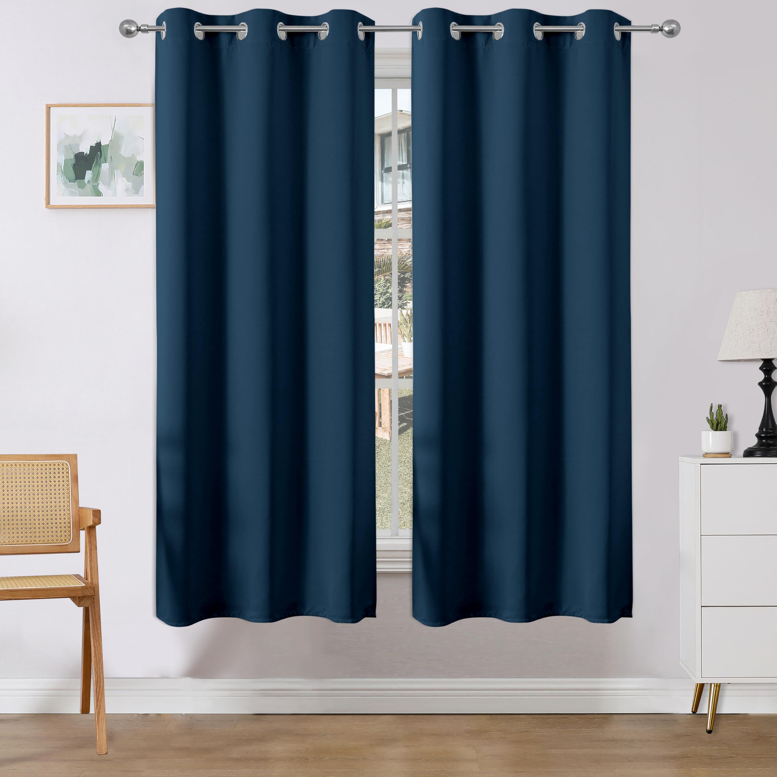 Rideaux occultants isolants thermiques bleu marine longs rideaux de salon