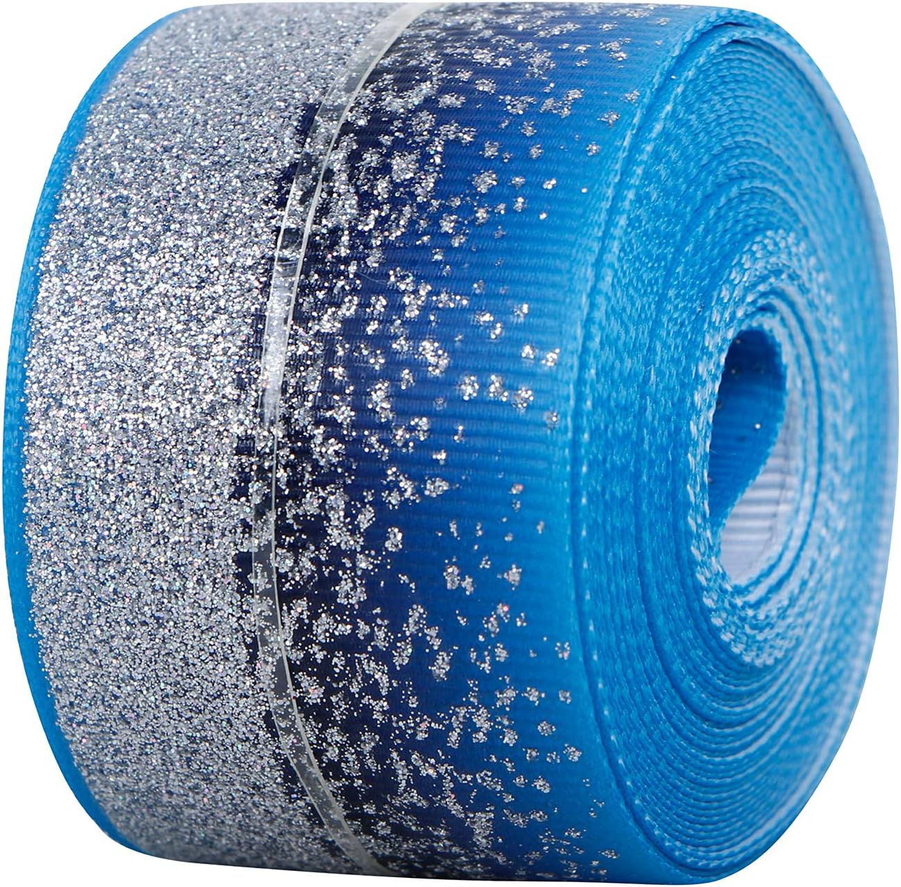 Glitter Fabric Grosgrain Ribbon 1-1/2" x 5 Yards for Making Hair Bow DIY Headband Dressing Arts Sewing Birthday Party Events Bridal Shower, Wedding Events (Porcelain Blue)