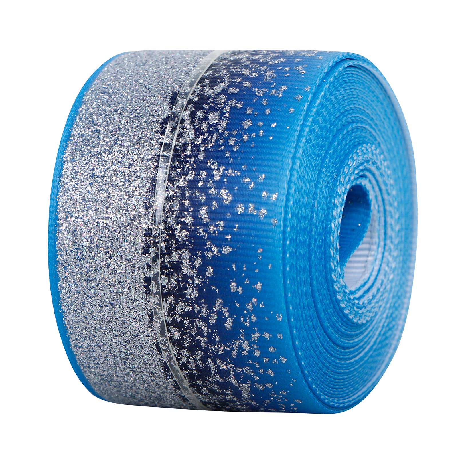 Glitter Fabric Grosgrain Ribbon 1-1/2" x 5 Yards for Making Hair Bow DIY Headband Dressing Arts Sewing Birthday Party Events Bridal Shower, Wedding Events (Porcelain Blue)