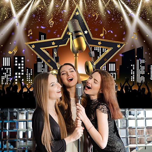 Miniatura 6 de Avezano Telón de fondo para fiesta de karaoke, decoración de fiesta de vacaciones, fotografía, fondo de espectáculo nocturno, micrófono, tema de