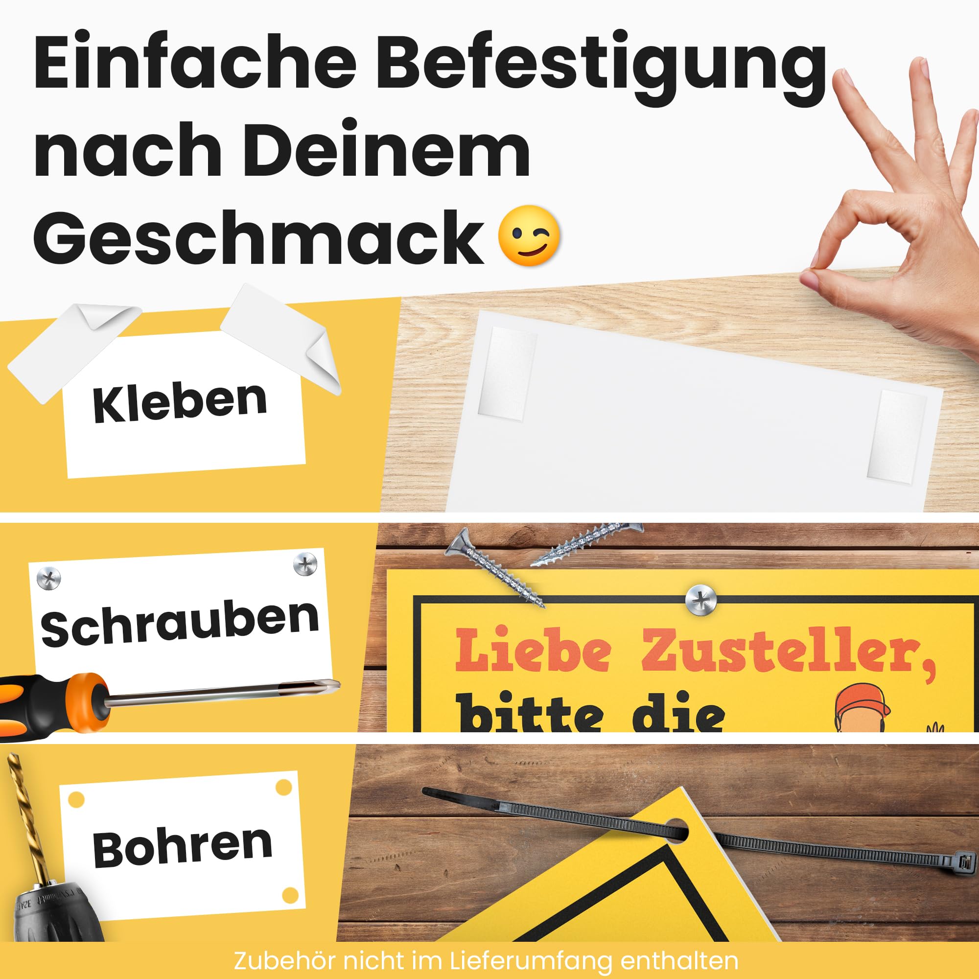 Cartel De Caja Para Paquetes, 20 Cm X 30 Cm X 3 Mm, Fabricado En PVC Resistente A Golpes Y Resistente A Los Arañazos, Cartel Con Texto En Alemán