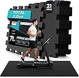 Tapis de Sport【Lot de 21 Tapis Puzzle】 EVA Tapis de Gym Antidérapant – Tapis de Sol a la Maison Gymnastique Fitness - Dalle Mousse Anti Vibration Revetement de Sol – Musculation Tatami Garage Piscine Noir