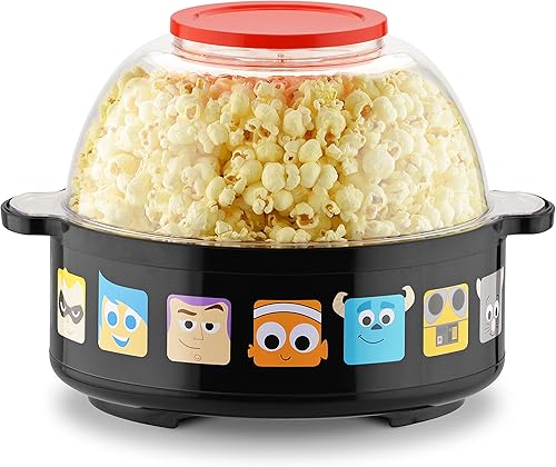 Disney Pixar Stir Popcorn Popper de Select Brands - Máquina eléctrica de palomitas de maíz para encimera con varilla agitadora - Incluye cuchara de