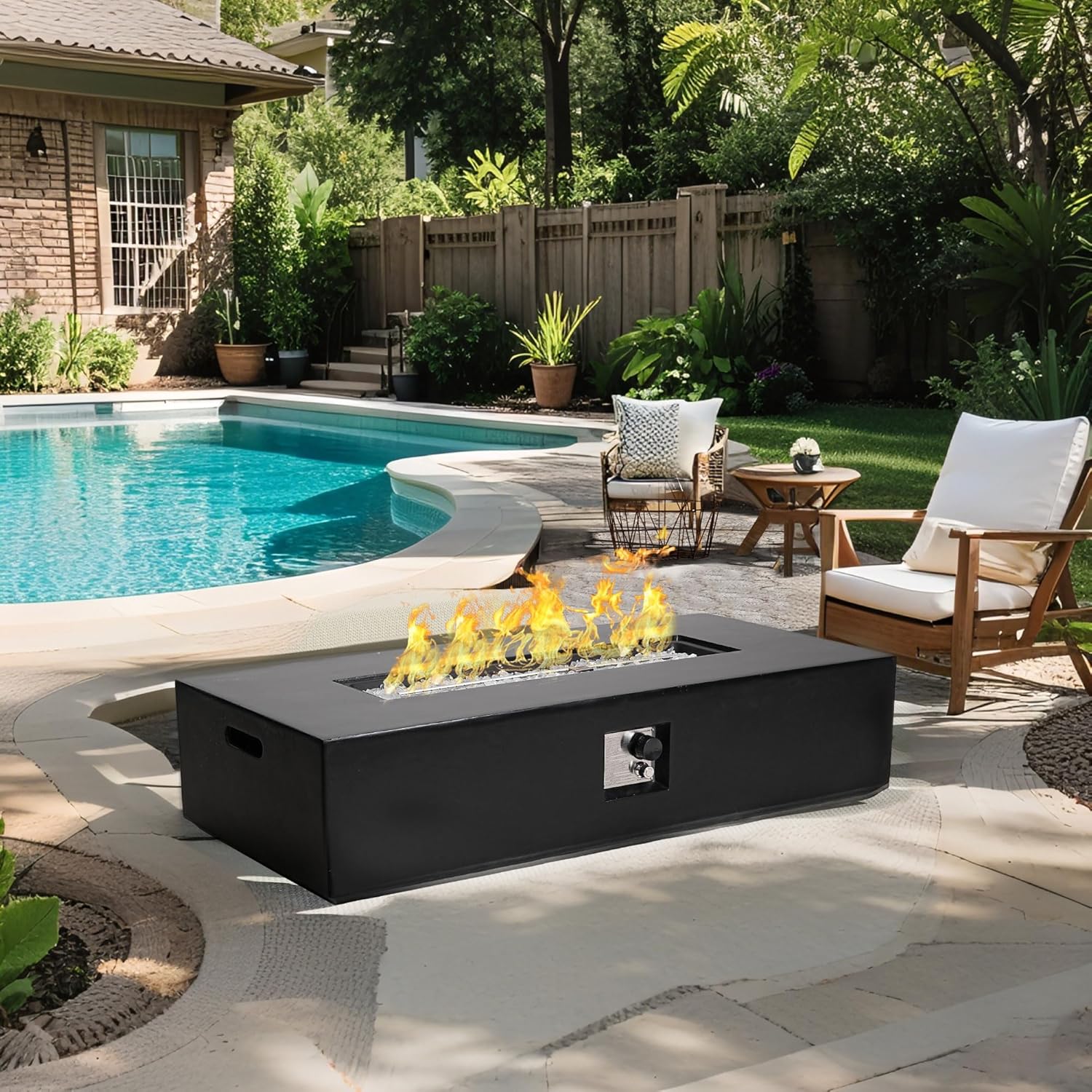 Outdoor Propane Fire Pit Table Set – Premium Marble-Like MgO Finish, 56-Inch Gas Fire Table for Patio, Garden Backyard, Includes Rain Cover Glass Beads Outdoor Propane Fire Pit Table Set – Premium Marble-Like MgO Finish, 56-Inch Gas Fire Table for Patio, Garden Backyard, Includes Rain Cover Glass Beads