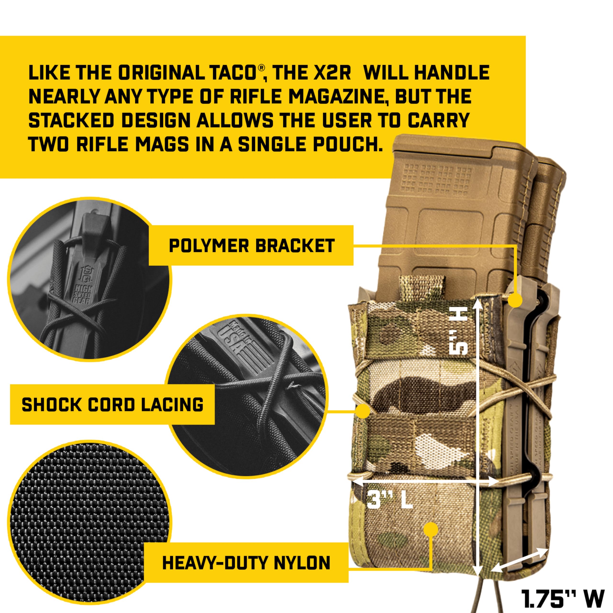 HighSpeedgear ハイスピードギアピストル用　マグポーチ マルチカム ハイスピードギア ダブル ピストル TACOポーチ(マルチカム)を
