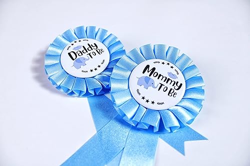 Miniatura 2 de HAPPYLAND - Decoración para baby shower, diseño de elefante azul bebé, placa de hojalata para mamá y papá