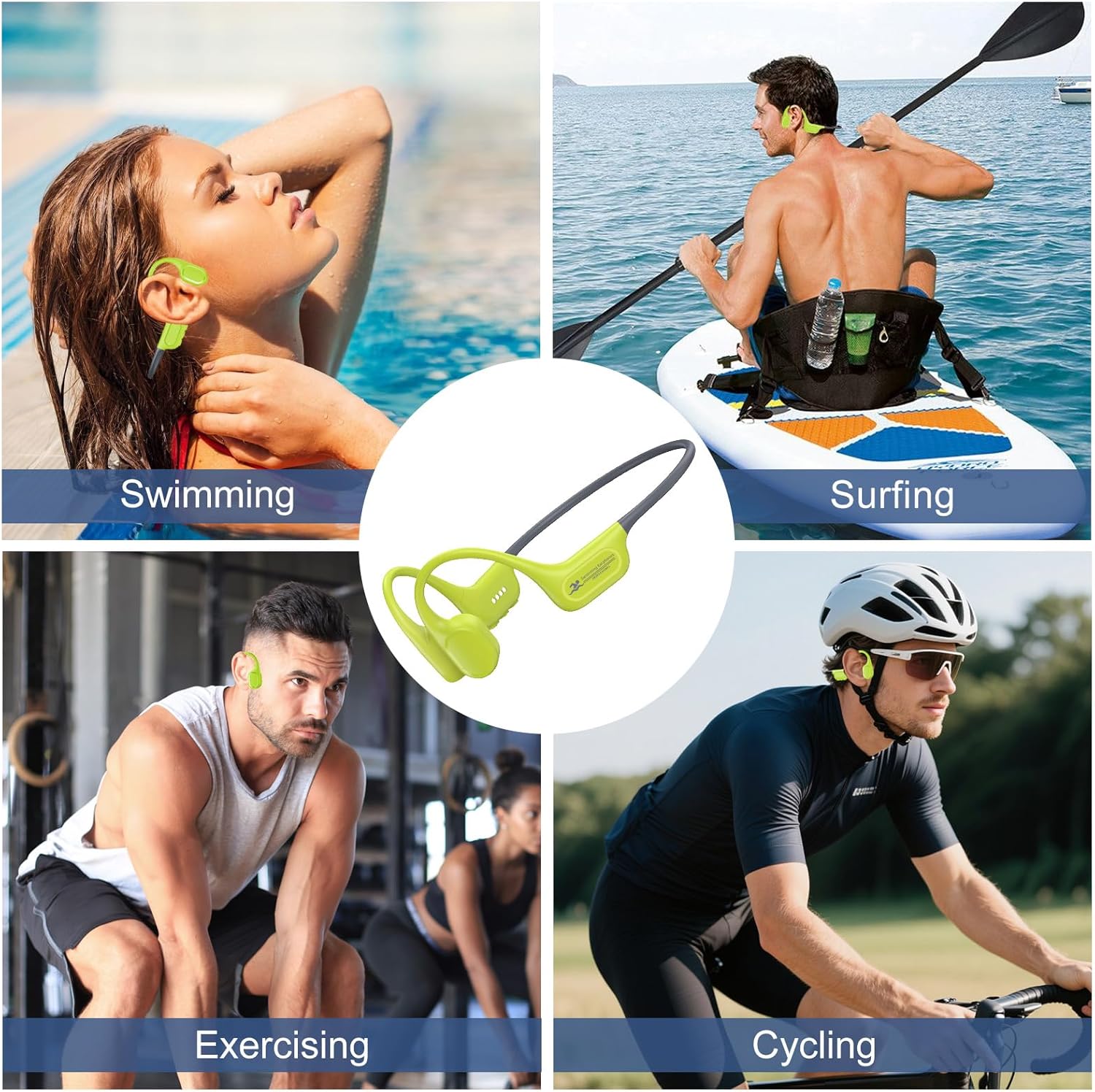 Full-Coverage Liquid Silicone Swimming Headphones, IP68 Waterproof Underwater Headphones, Bluetooth 6.0&MP3 with 32GB Memory Card, Soft/Skin-Comfortable Open Ear Bone Conduction Swim Earbuds
