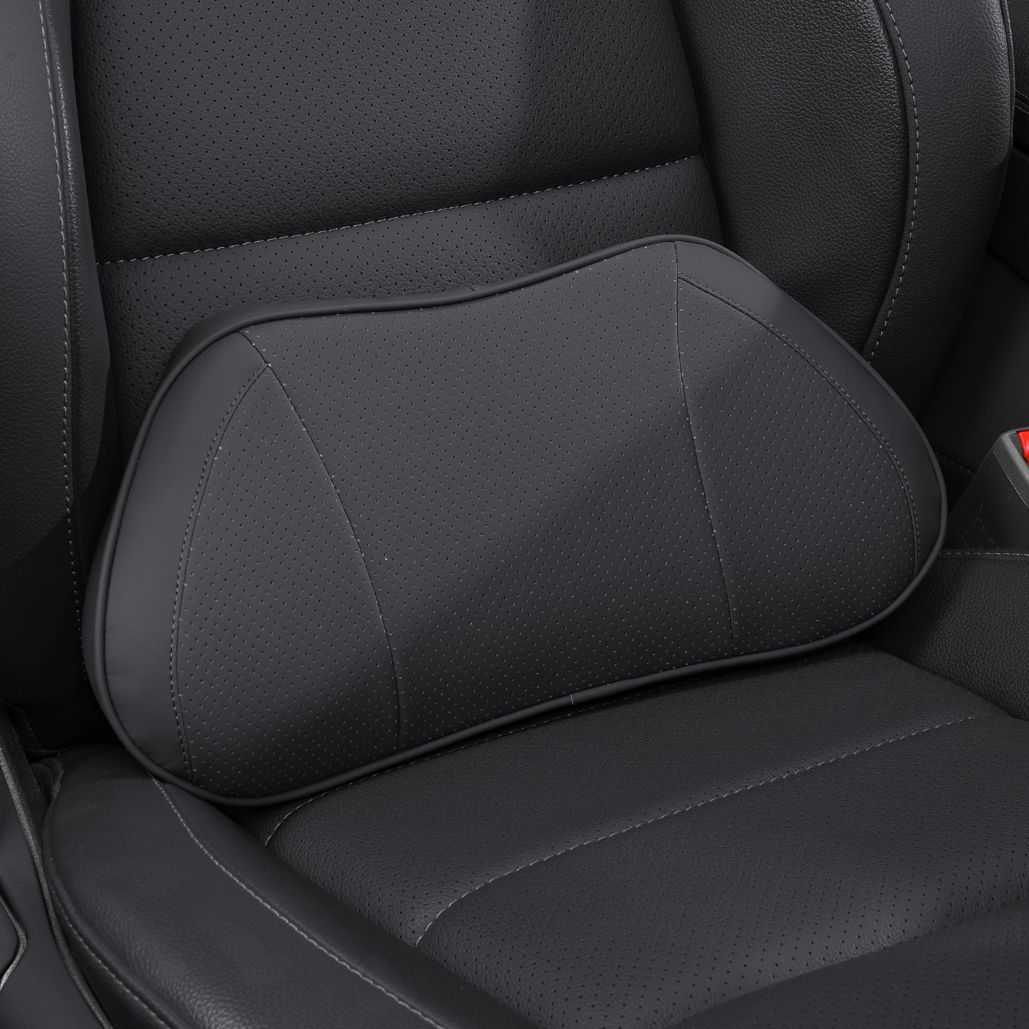 Cojín Lumbar Ergonómico para Coche, Almohada Soporte Lumbar para Silla de Oficina, Gaming y Casa, Respaldo de Espuma Viscoelástica para Asiento de Automóvil, Negro, 1 Unidad