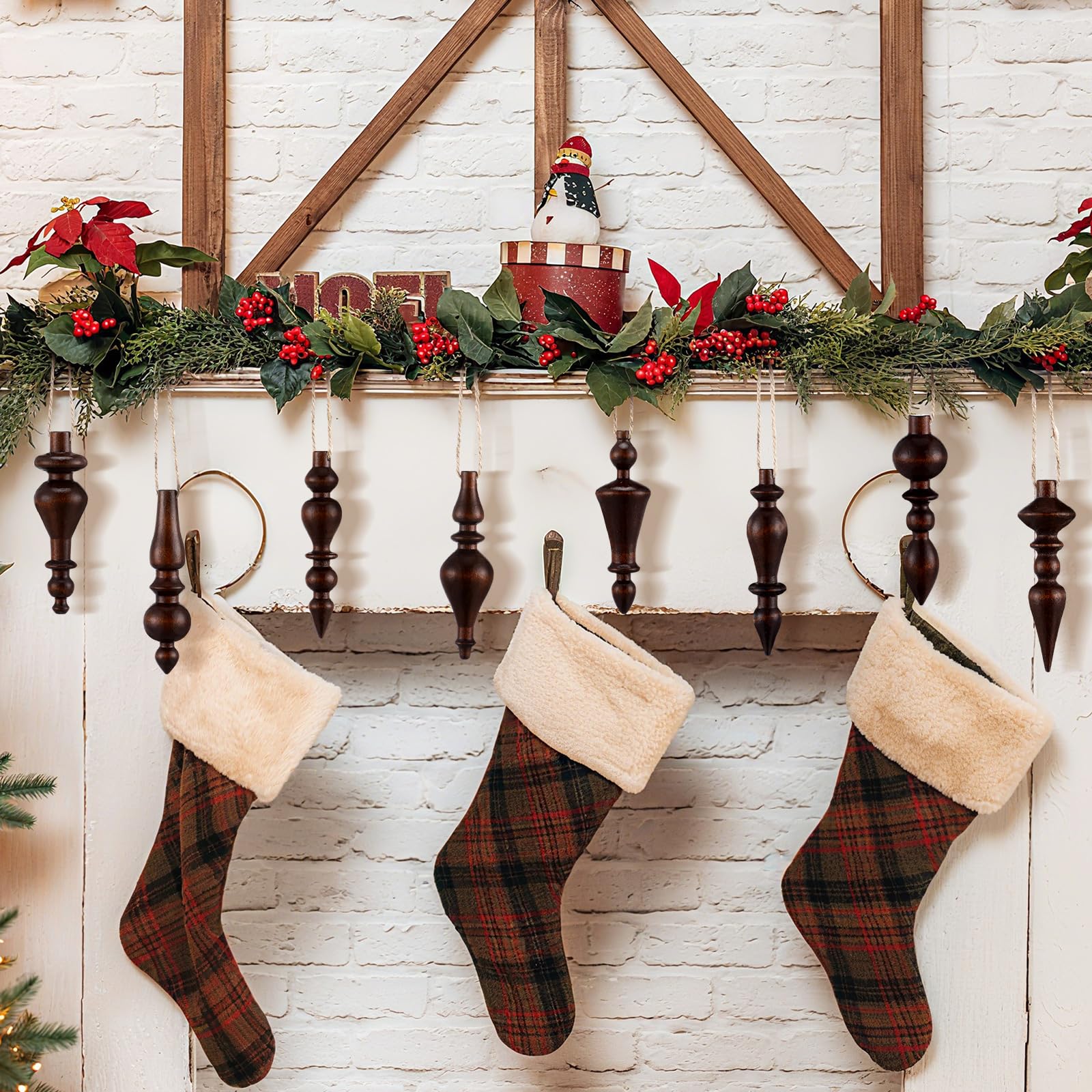 Namalu Weihnachtskugel-Ornamente, 10,2 cm, aus Holz, schlicht, elegant, bruchsicher, für Weihnachtsbäume, hängende Ornamente, Kränze, Girlande, Kaminregal, Dekoration, Braun, 8 Stück