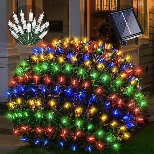 Solar Powered Christmas Net Lights Outdoor Mesh Lights for Bushes, 8 Modes Solar Christmas Lights Decorations Outdoor for Garden, Yard, 6Ft*6Ft, Multicolor
