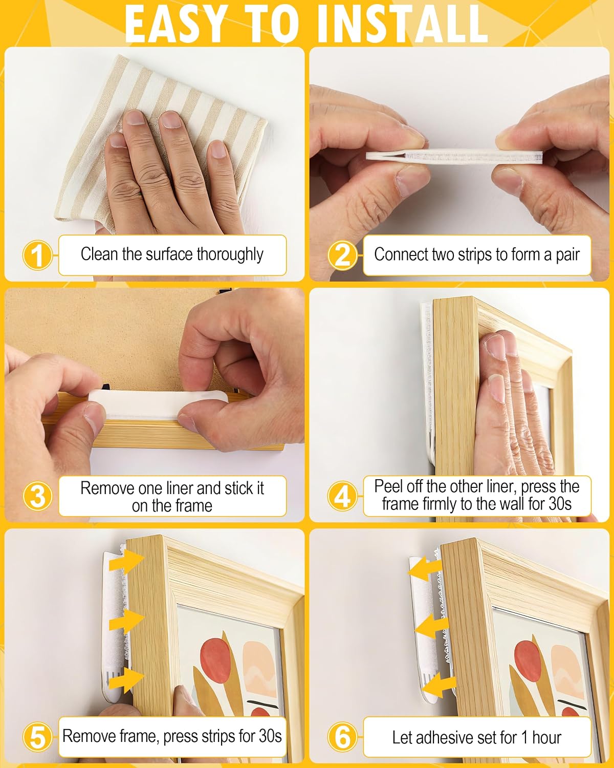 LuBanSir 80 Pack Picture Hanging Strips for Home, Office, Without Nails