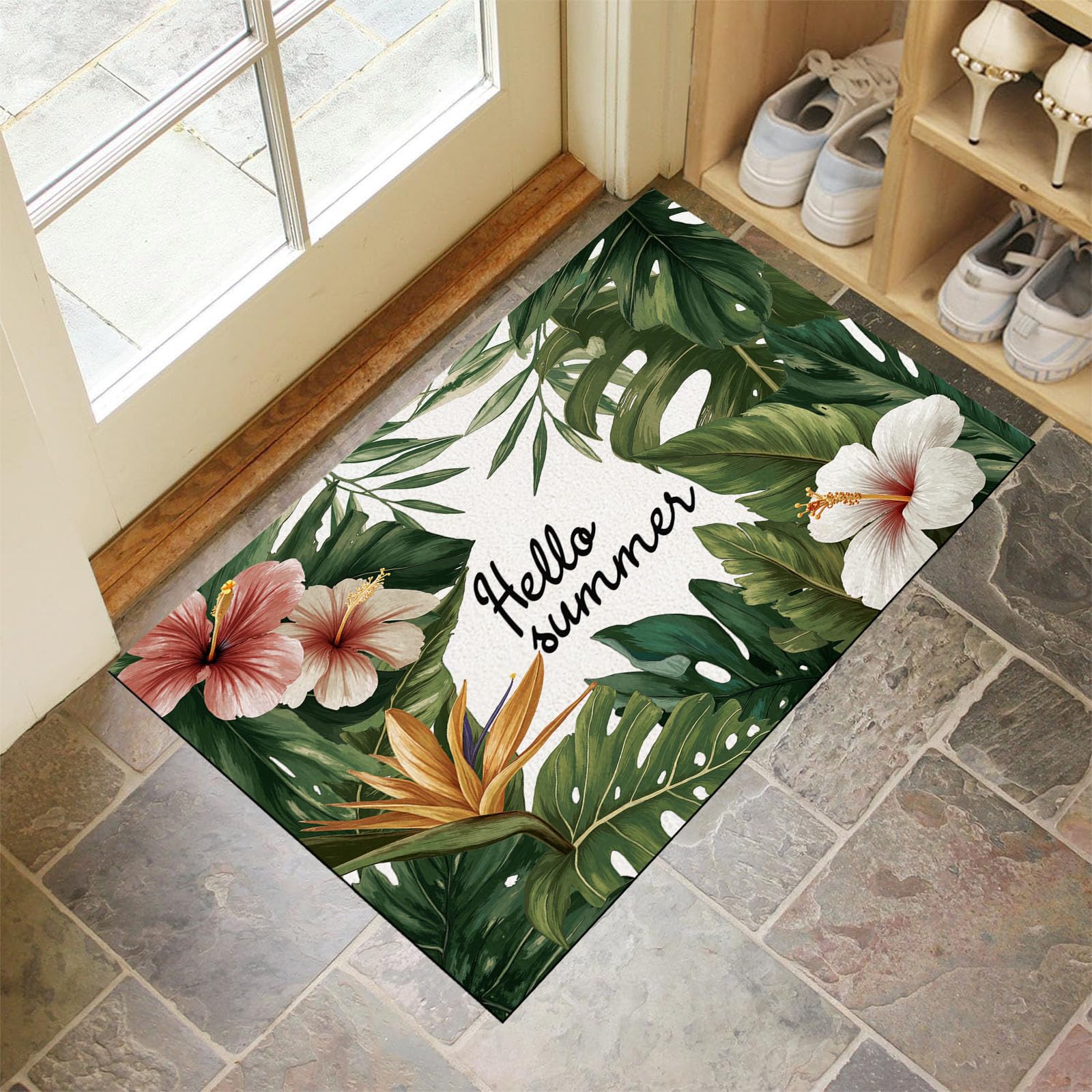 Tapis de porte arrière tropical feuilles vertes pour protéger votre intérieur
