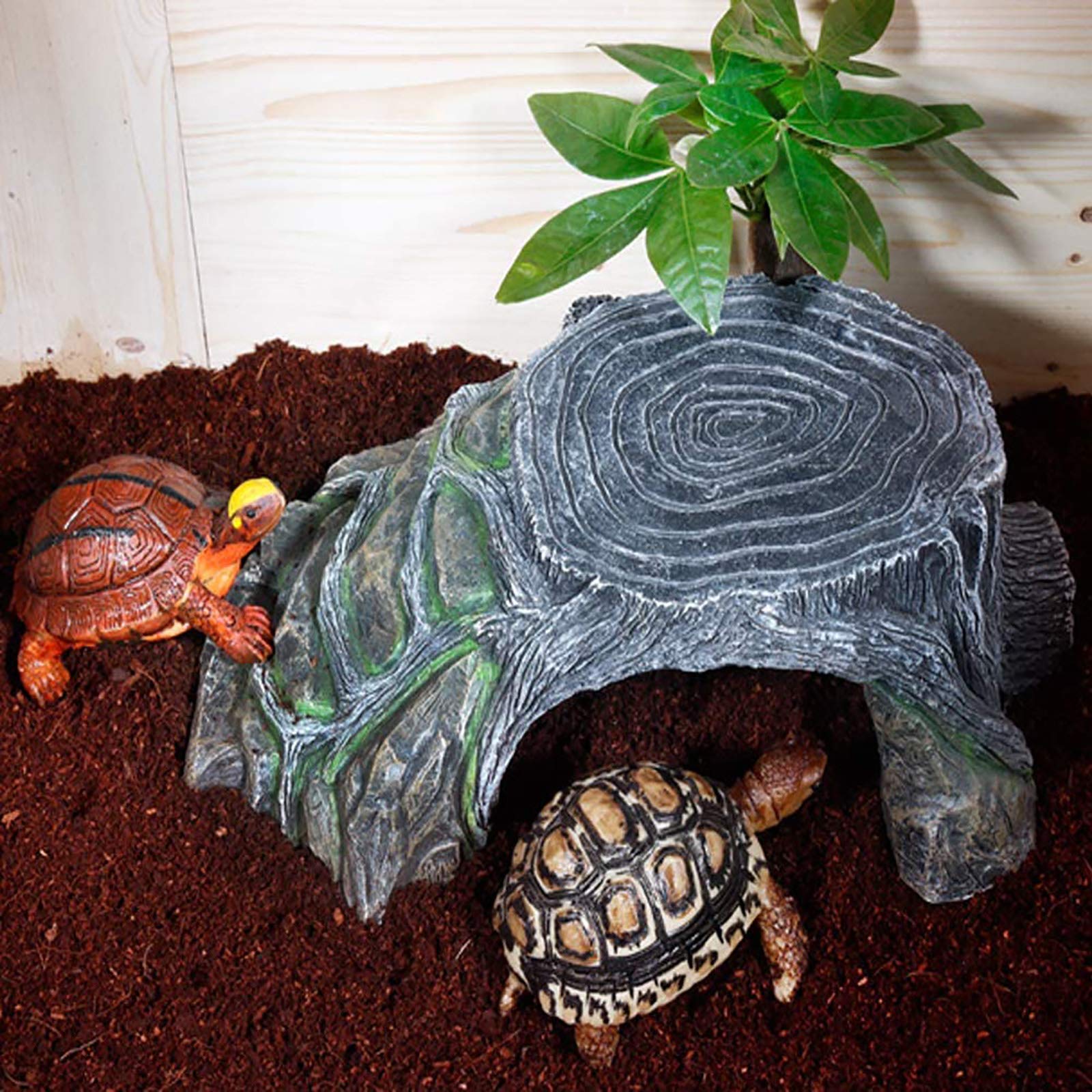 Grotte de Terrarium de Tortues,Résine Plateforme de pèlerinage Habitat caché Aquarium Terrarium décoration Ornement pour Petits lézards Tortues Amphibiens Poisson,XL:41.5 * 28.5cm