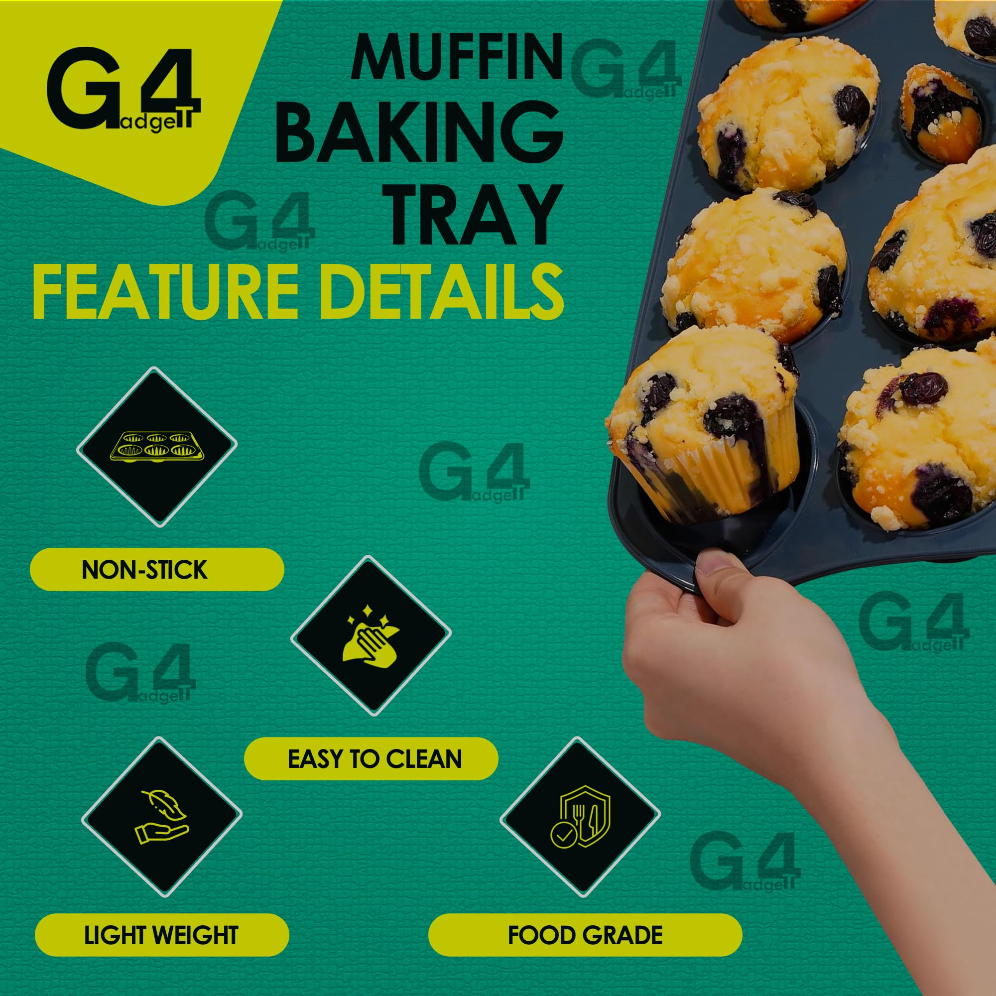 Backhaus Mini-muffinvorm siliconen 12 holden, ergonomische handgrepen, LFGB-gecertificeerd, anti-aanbak, oven- en vaatwasmachinebestendig - zwart