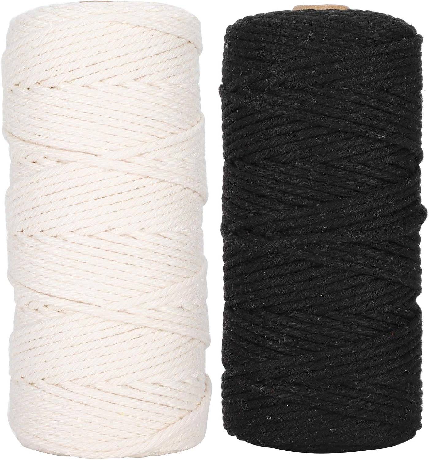 2Pcs 3mm Braided Wire Lace Thread, Natural Cotton Rope for DIY Crafts, Single Stranded Hook Rope with 100m Length, Soft and Durable Knitting Thread Roll for Hooking Knotting and De
