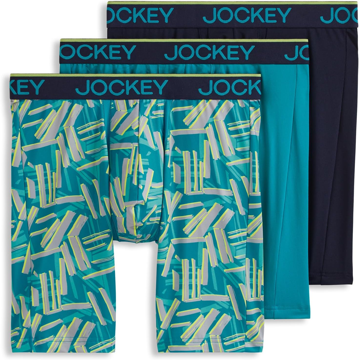 Jockey Men's Underwear Chafe Proof Pouch Microfiber 8.5" Long Leg Boxer Brief - 3 Pack