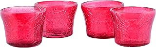 Red Candle Holders Tealight Votive Evening Decoration Set of 4 MystiqueDecors Crackled Finish Gift