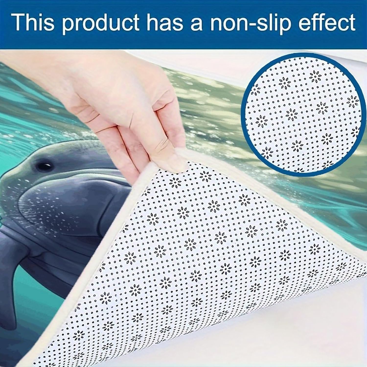 Cute Sea Animal Manatee Kitchen Rugs Sets of 3 Washable Non Slip Kitchen Rug Water Resistant Carpet Piece Anti Fatigue Kitchen Mats Soft Comfort Standing Mat Modern Area Rug