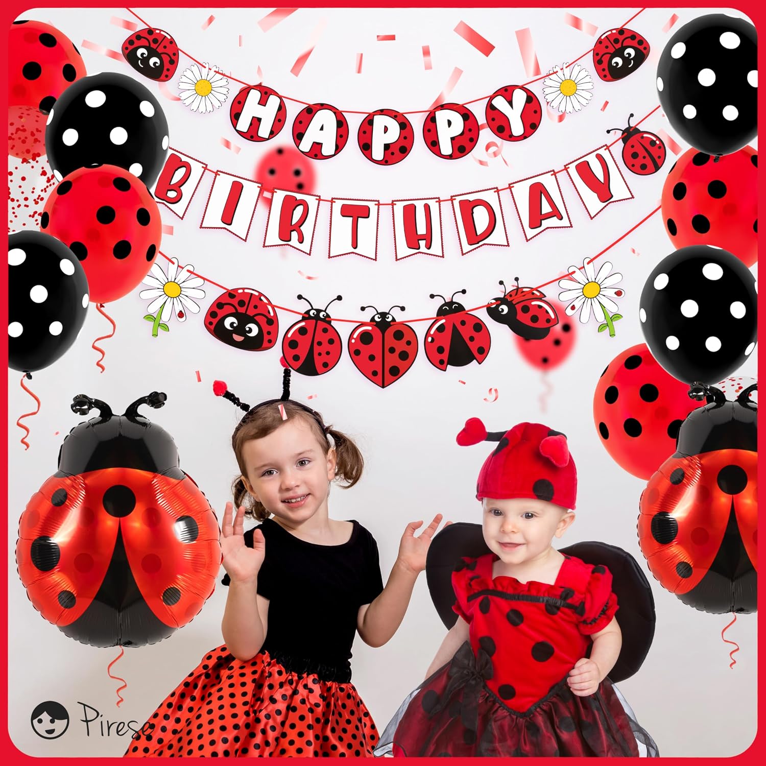 Pirese Ladybug Birthday Decorations, Ladybug Party Decorations for Girls