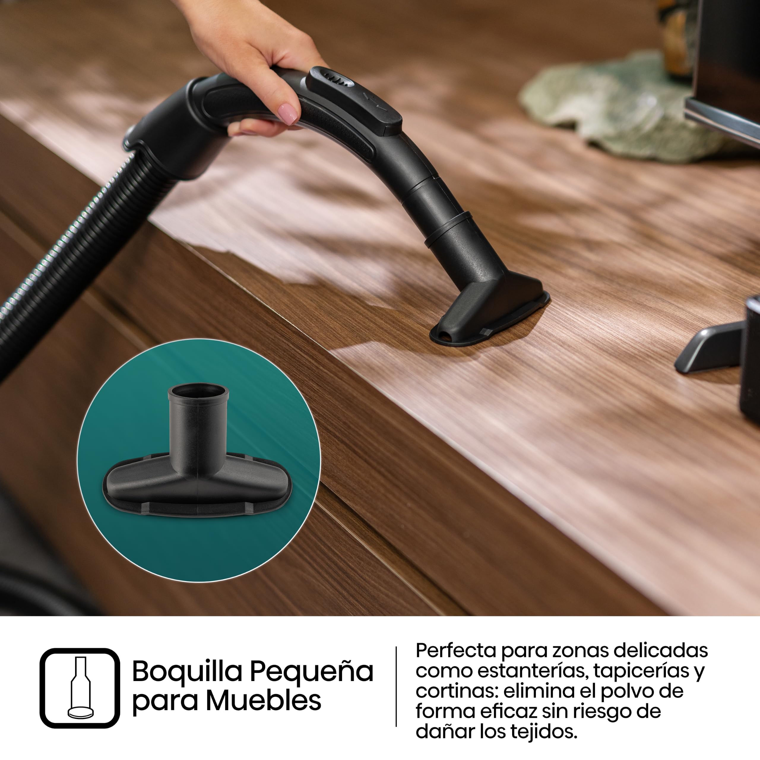 Hisense HVC20E3H2TPA Aspiradora Trineo ciclónica sin Bolsa, Cepillo HI2 Textil y Mascotas, Potente succión de 160W, Tubo telescópico metálico y Boquilla con Cepillo 2 en 1 para Suelos Duros