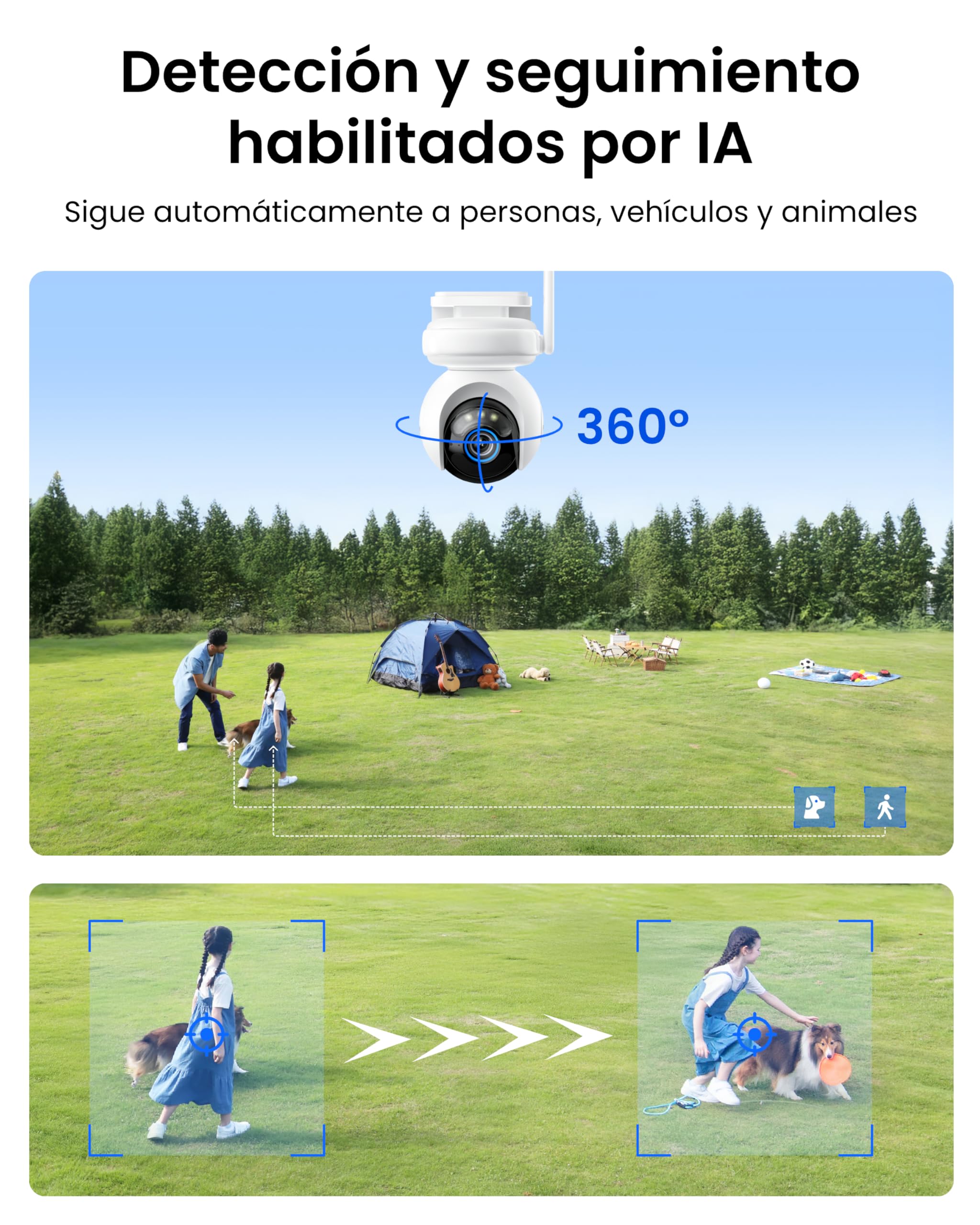 Reolink 4G 4MP Camara Solar Auto-Seguimiento, Batería Recargable 20,000 mAh | 360° PT, Pre-grabación de 10s, Visión Nocturna a Color con Súper Gran Apertura F1.0, Altas Go PT con Panel Solar de 12W