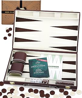 Jaques of London Backgammon Set | Classic Traditional Games | Folding Case 15" Backgammon Sets Luxury | Backgammon Sets for Adults | Since 1795