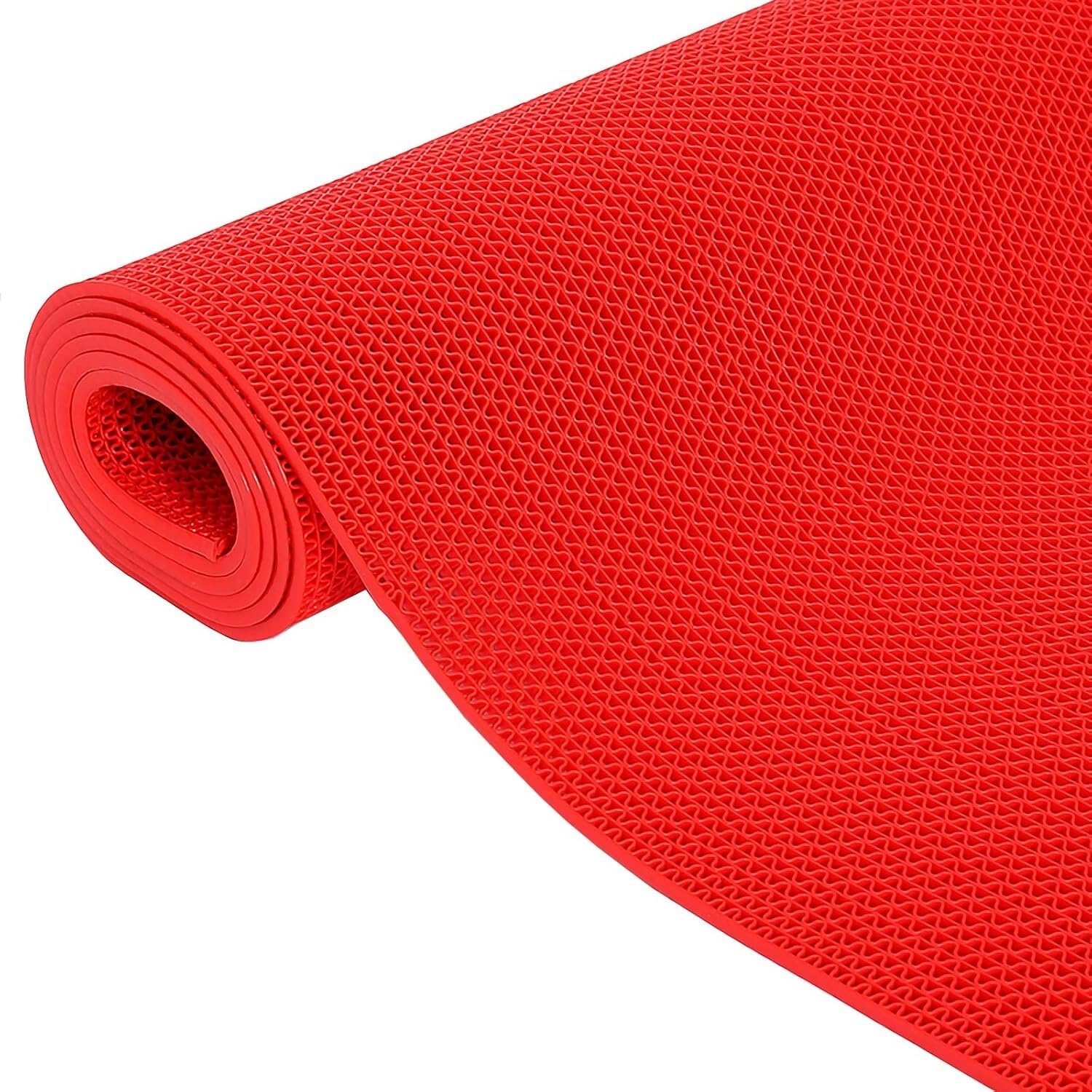 Hpthly Red Wet Area Drainage Mat, Bathroom Non-Slip Mat Pvc Floor Mat For Garage, Bathroom, Swimming Pool, Kitchen,-120X300cm