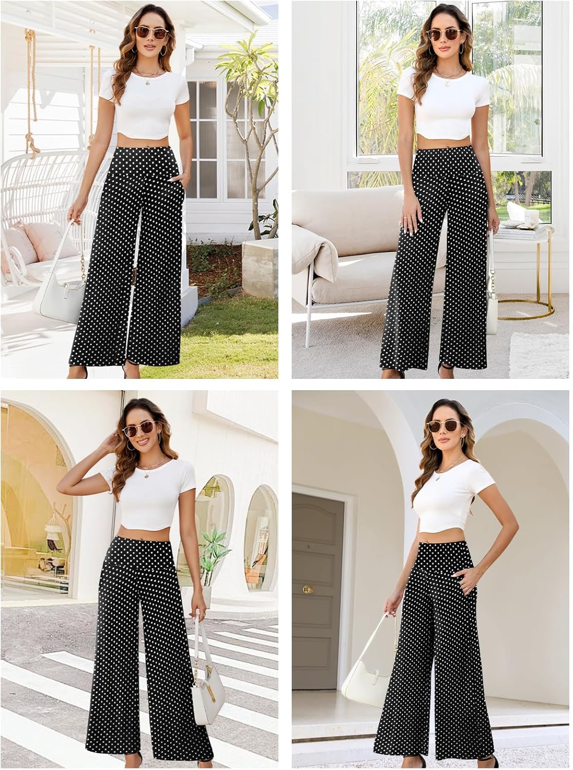SIZE XXXL Arolina Women's Stretchy Wide Leg Palazzo Lounge Pants with Pockets Casual Comfy High Waist Palazzo Pants for Women Dressy