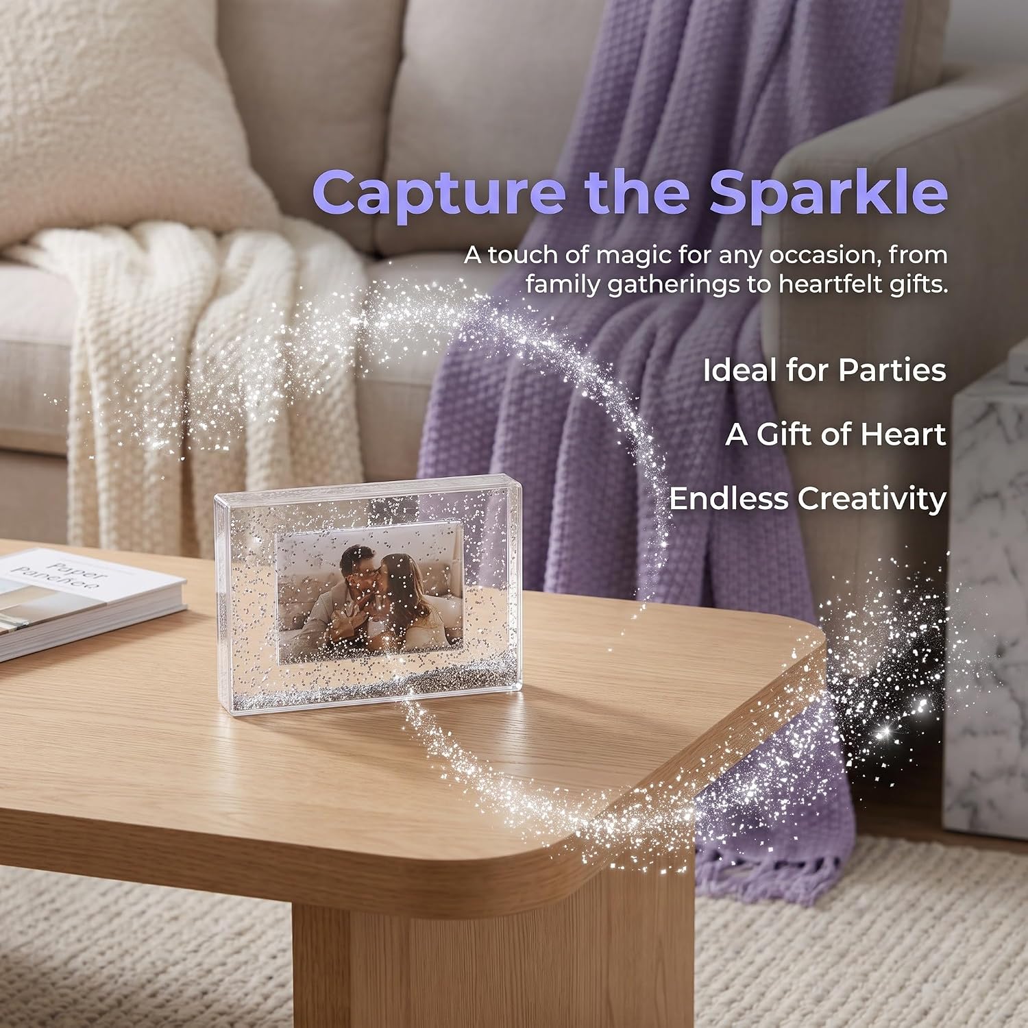 UKCOCO 2pcs Christmas Glitter Liquid Picture Frame, Heat Transfer Frame
