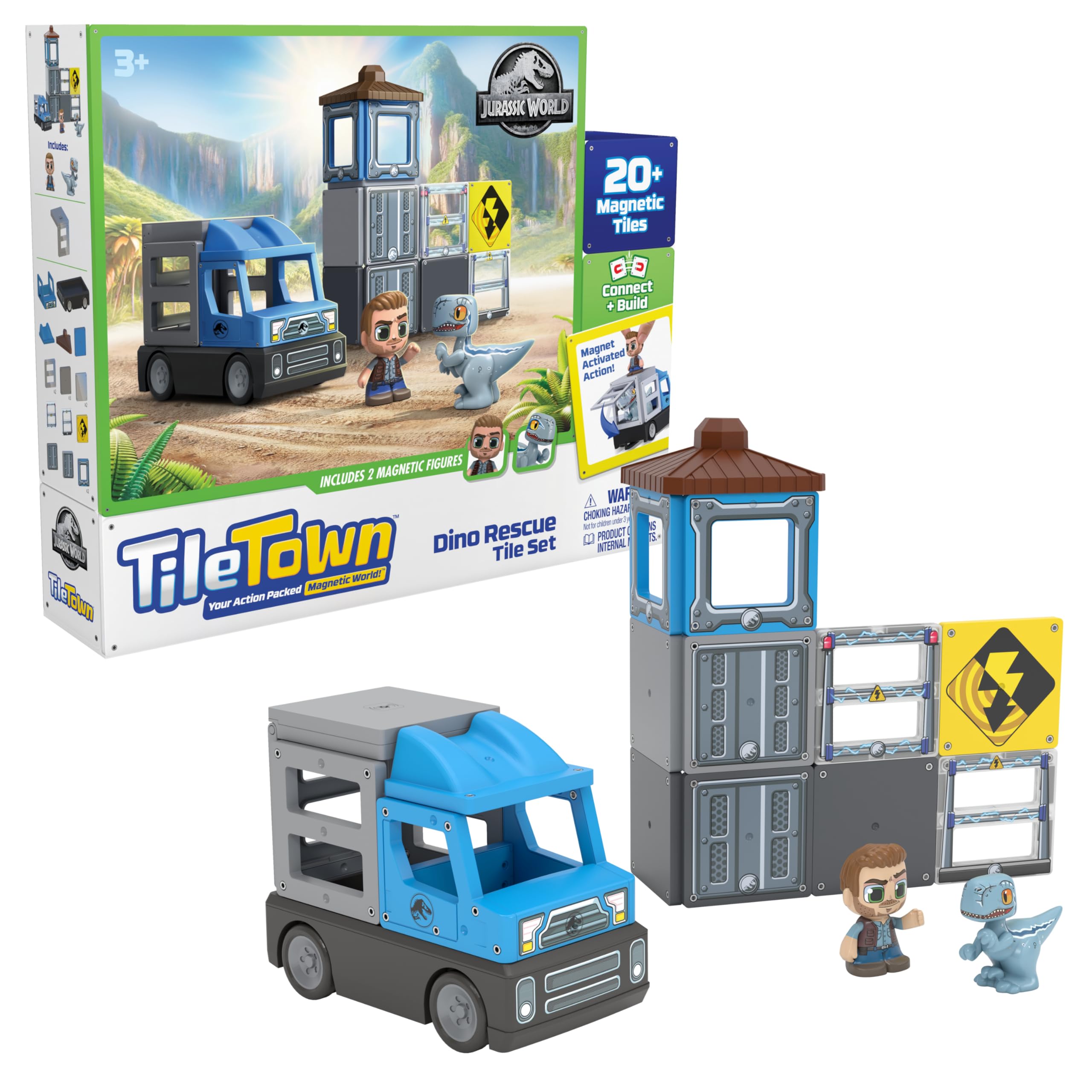 Amazon.com: Tile Town Jurassic World Dino Rescue Magnetic Tiles