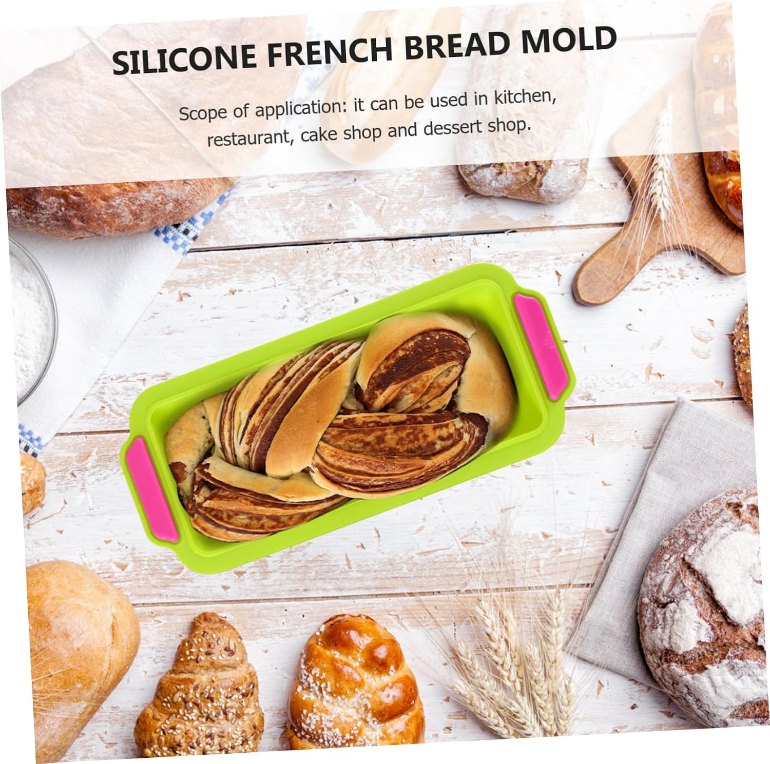 SHOWERORO 2pcs Bread Baking Tray Baking Mold for French Bread Tools Silicone Car Easy Clean