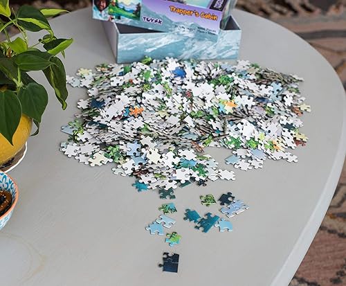 Miniatura 3 de Bob Ross Trapper's Cabin - Rompecabezas de naturaleza para adultos y niños, rompecabezas de 1000 piezas de Country Lake House, rompecabezas